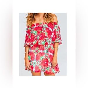 Show Me Your Mumu Casita Off the Shoulder Floral Mini Dress Sz Small